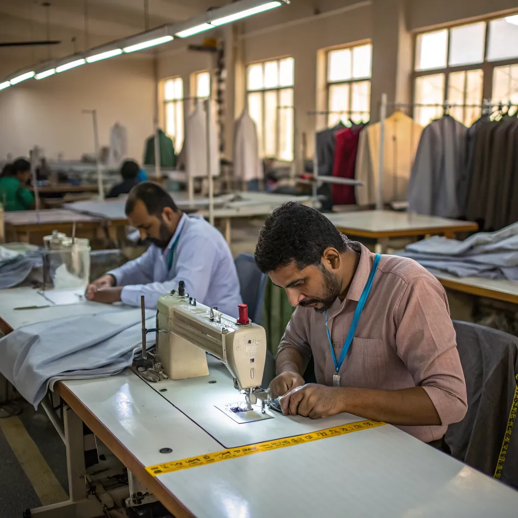 Tailoring workshop with skilled artisans working
